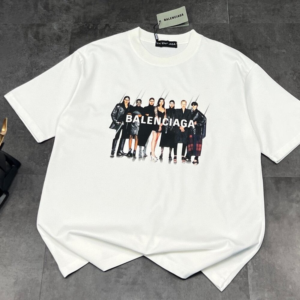 Balenciaga Oversized Crew Neck White T-shirt Short Sleeve